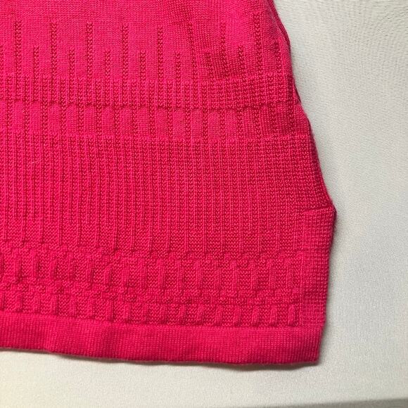 Isaac Mizrahi Live Textured Fuchsia Pink Scoopneck Cotton Viscose Sweater Size L - Picture 6 of 8